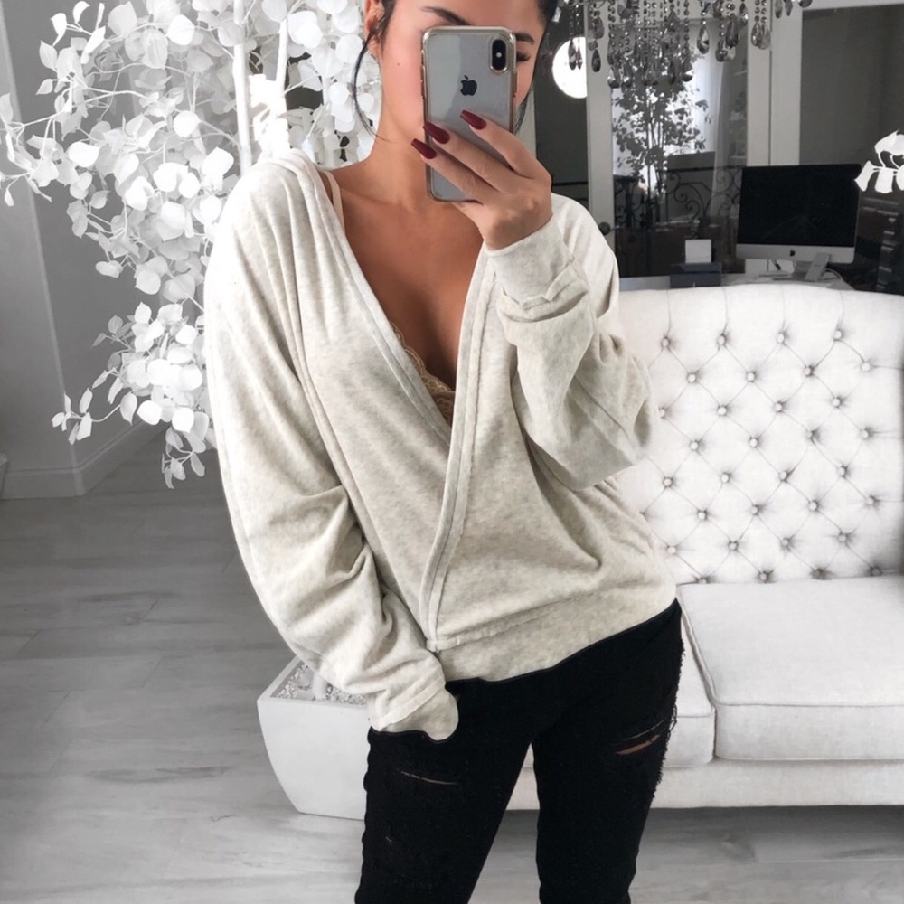 Bells Velvet Hooded Top in Oatmeal